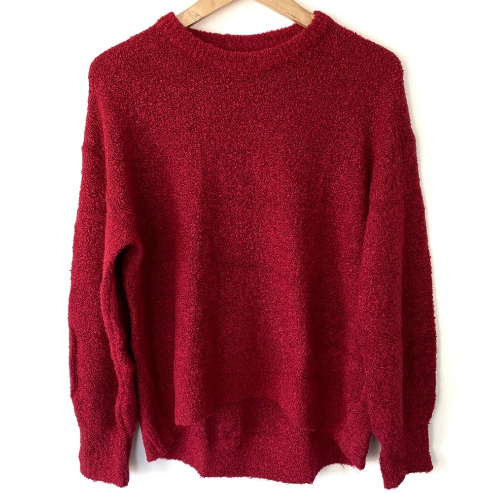 Red Old Navy Boucle Crewneck Sweater